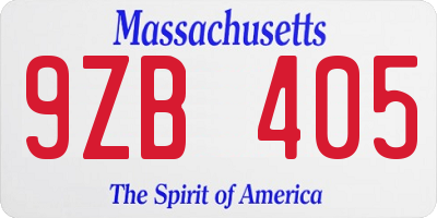 MA license plate 9ZB405