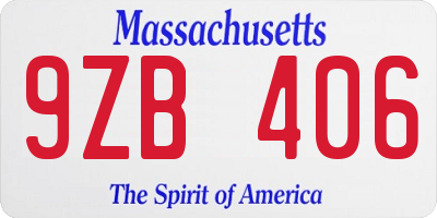 MA license plate 9ZB406