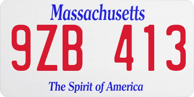 MA license plate 9ZB413