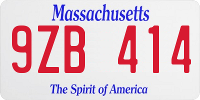 MA license plate 9ZB414