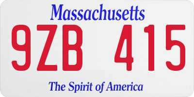 MA license plate 9ZB415