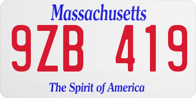 MA license plate 9ZB419