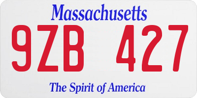 MA license plate 9ZB427