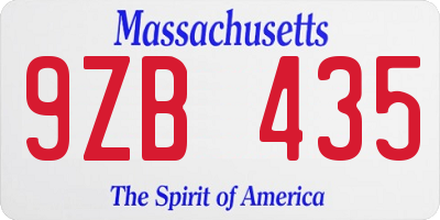 MA license plate 9ZB435