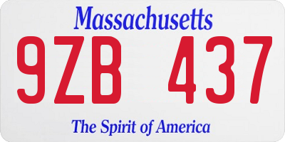 MA license plate 9ZB437
