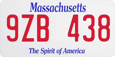 MA license plate 9ZB438