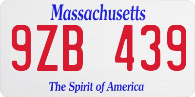 MA license plate 9ZB439