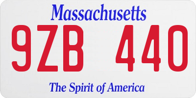MA license plate 9ZB440