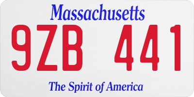 MA license plate 9ZB441
