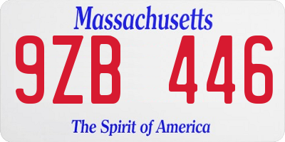 MA license plate 9ZB446