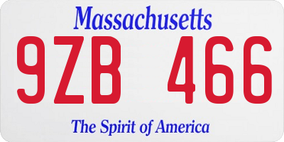 MA license plate 9ZB466