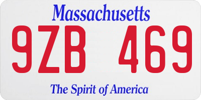 MA license plate 9ZB469