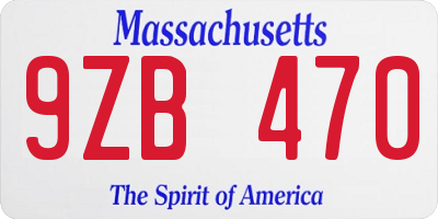 MA license plate 9ZB470