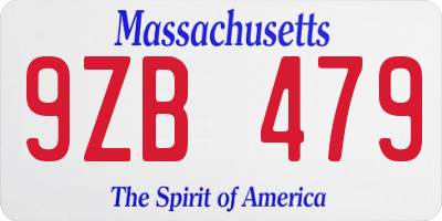 MA license plate 9ZB479