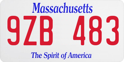 MA license plate 9ZB483