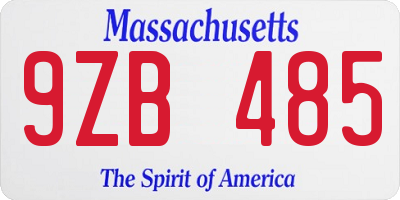 MA license plate 9ZB485