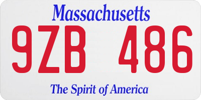MA license plate 9ZB486