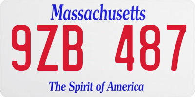 MA license plate 9ZB487