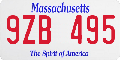 MA license plate 9ZB495