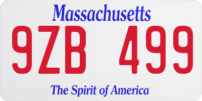 MA license plate 9ZB499