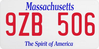 MA license plate 9ZB506