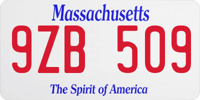 MA license plate 9ZB509