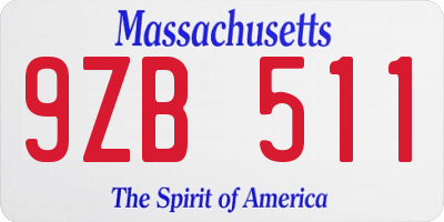 MA license plate 9ZB511