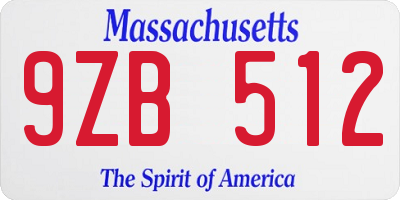 MA license plate 9ZB512