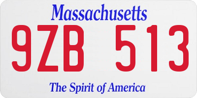 MA license plate 9ZB513