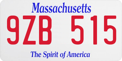MA license plate 9ZB515