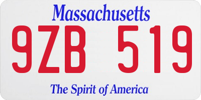 MA license plate 9ZB519