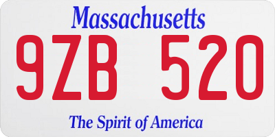 MA license plate 9ZB520