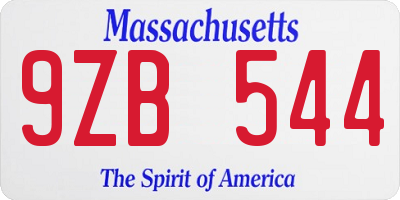 MA license plate 9ZB544