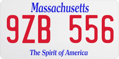 MA license plate 9ZB556