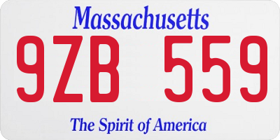 MA license plate 9ZB559