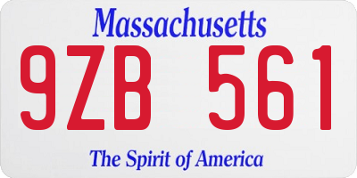 MA license plate 9ZB561
