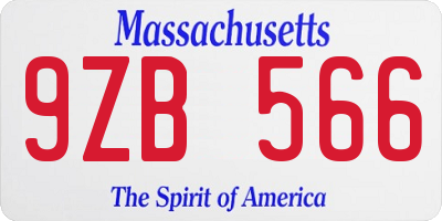 MA license plate 9ZB566