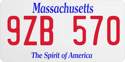 MA license plate 9ZB570