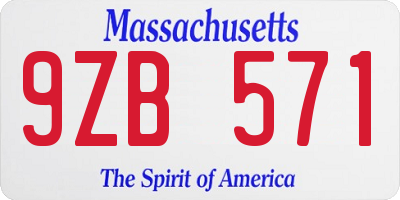 MA license plate 9ZB571