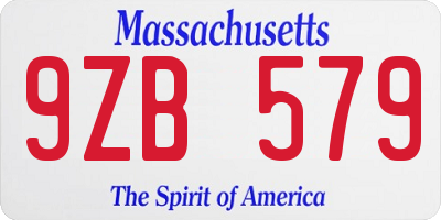 MA license plate 9ZB579
