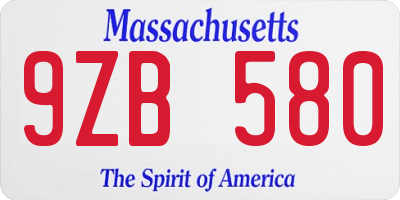 MA license plate 9ZB580