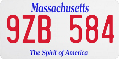 MA license plate 9ZB584