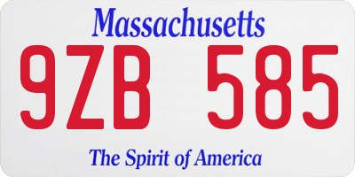 MA license plate 9ZB585