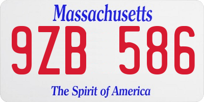 MA license plate 9ZB586