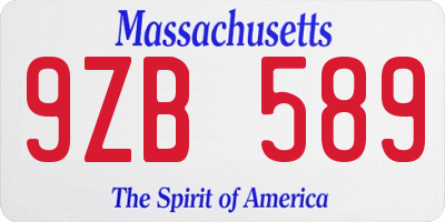MA license plate 9ZB589