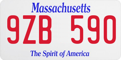 MA license plate 9ZB590