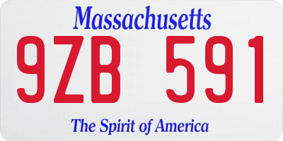 MA license plate 9ZB591