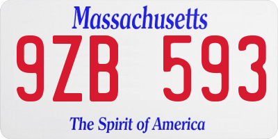 MA license plate 9ZB593