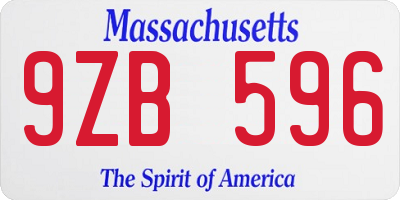 MA license plate 9ZB596