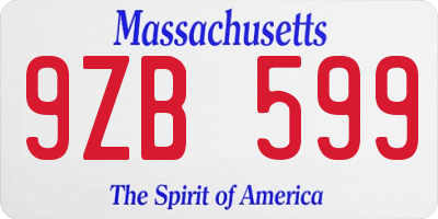 MA license plate 9ZB599